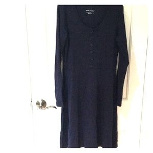 Navy blue long sleeve button front pima dress